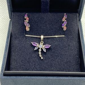 💛 Vintage 9k - 10k White Gold Dragonfly Set